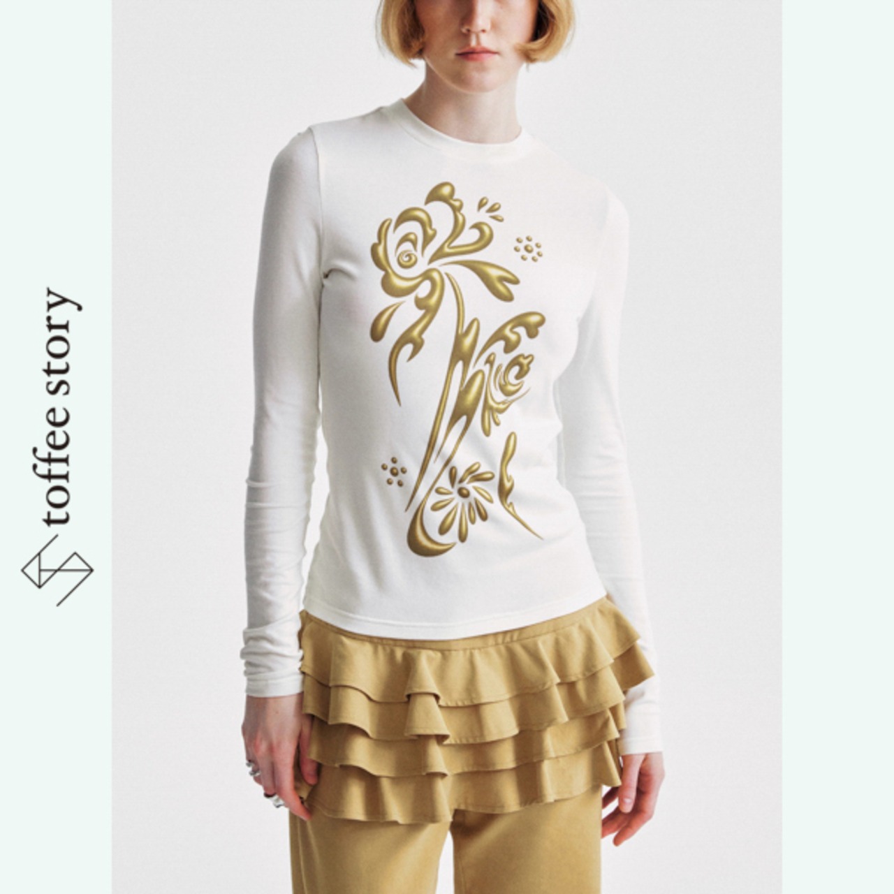 アートな胸騒ぎゴールドフラワーT 《B0023》