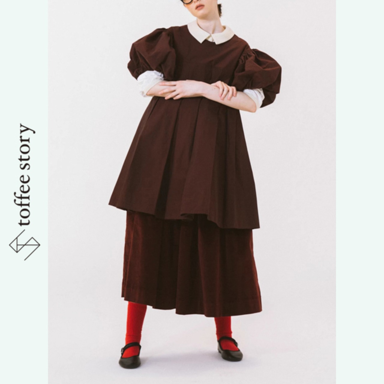 木の実色コーデュロイと秋物語スカート 《W0198》