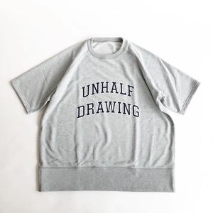 UNHALF DRAWING / SHOT SLEEVE SWEAT / カレッジロゴ / スウェット / グレー