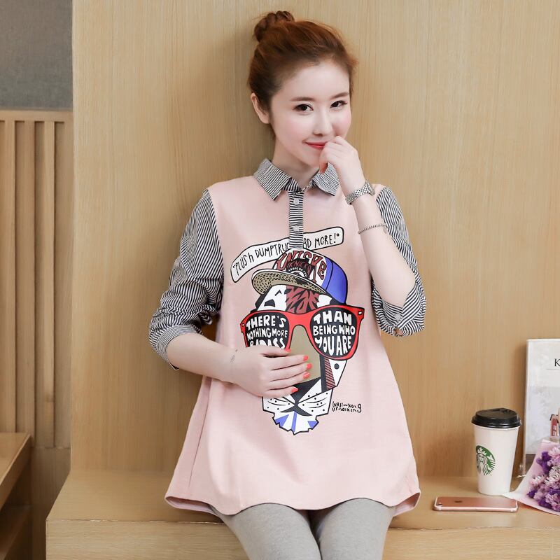 【新作】【送料無料】 マタニティウェア2019春と秋のファッションラペルアウターウェアプライマーマタニティシャツルーズ長袖Aライントレンディなマザートップ-アリババ ロング スプリング 春物 オータム 秋物 expec292318381432