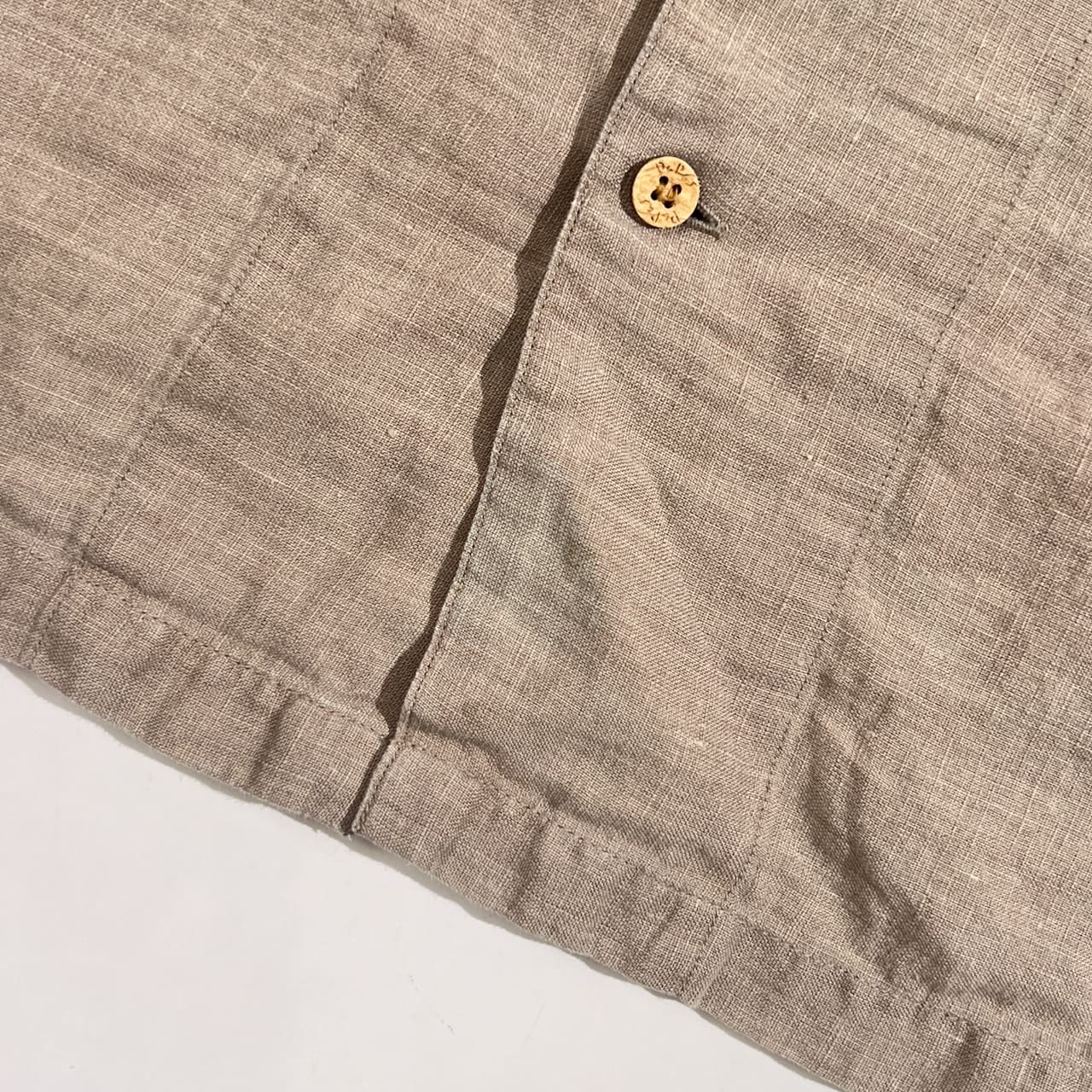 リネン100% Papas Island パパス クラシックカー デザイン 半袖 オープンカラー シャツ アロハシャツ /グレージュ系 メンズ