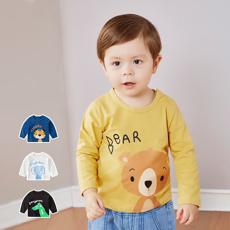 ベビーTシャツ、長袖、かわいい漫画の子供用ボトムスシャツ、春と秋のベビートップス、秋の服、男の子の服、 '潮 Duduベイビー62532394215