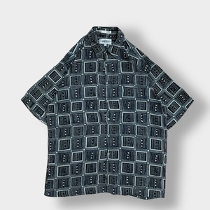 【CAMPIA】総柄 半袖シャツ 柄シャツ オールパターン 個性的 柄物 レーヨン 韓国製 US古着
