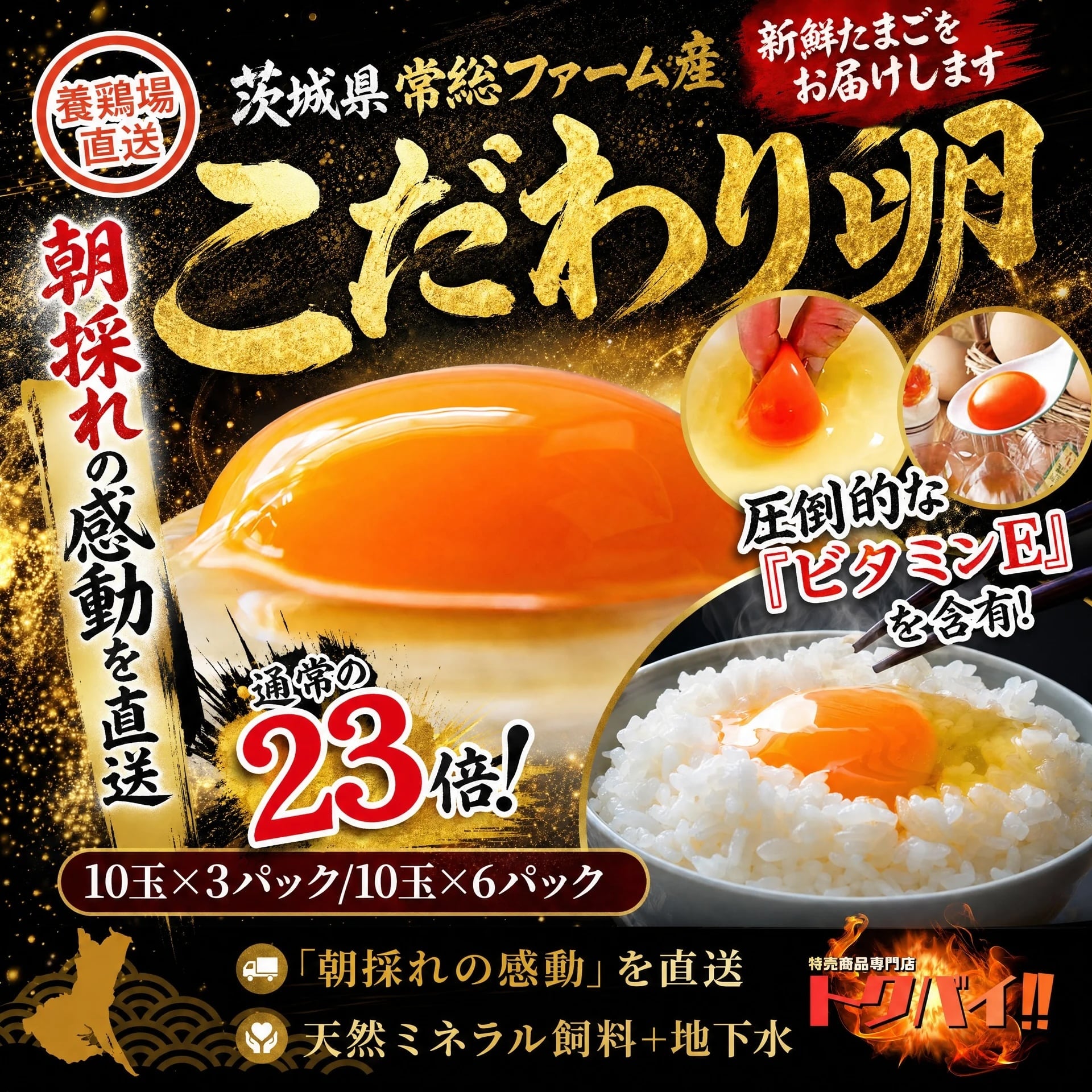 【ビタミンeが通常の23倍?! 】こだわり卵|10玉×3パック|茨城県産|直送|養鶏場直送|ビタミンe|新鮮|たまご|卵|究極|濃厚|濃厚卵黄|養鶏場|須賀商店|常総ファーム|弾力|こだわり|卵かけご飯|ゆで卵|卵焼き|卵料理|
