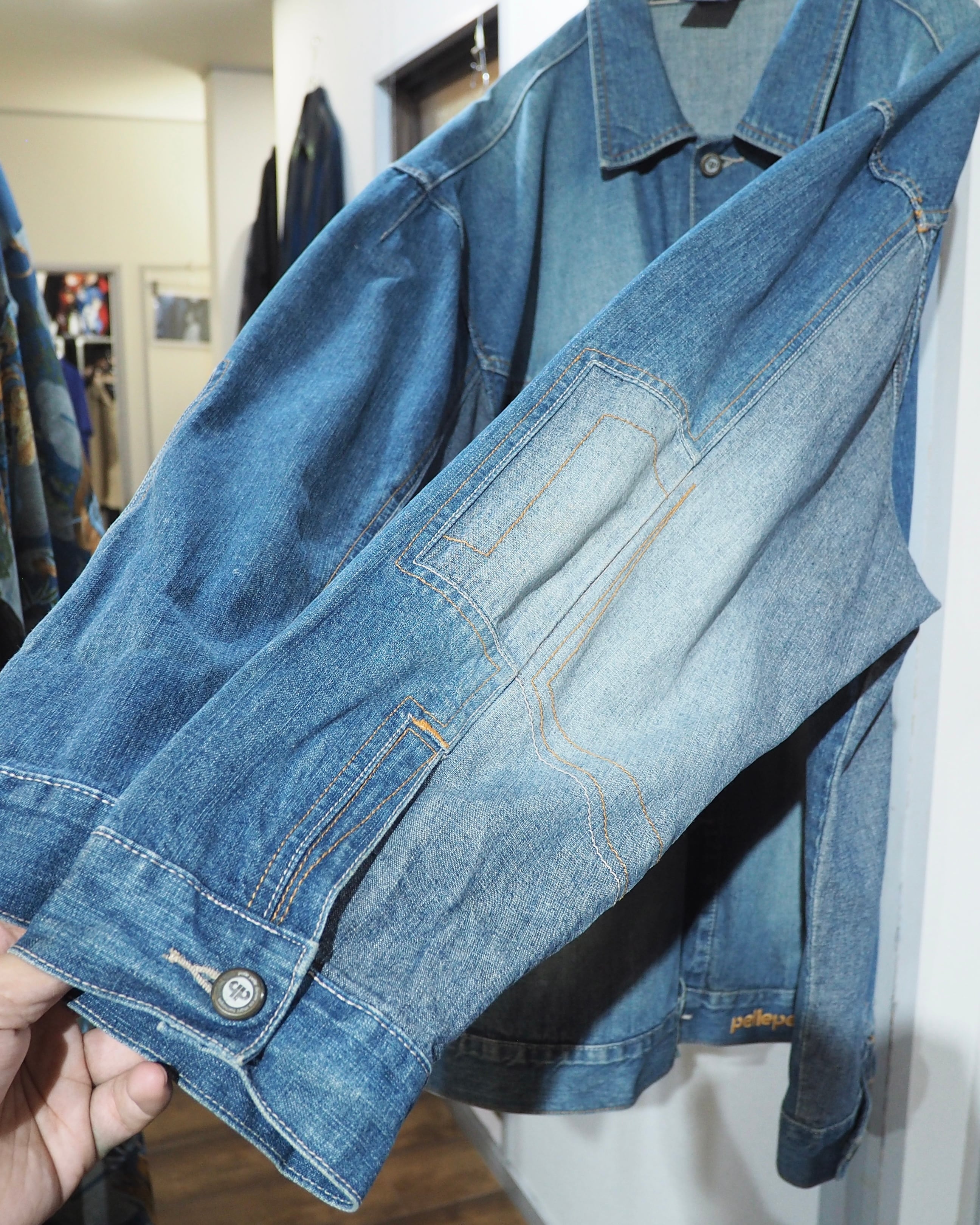 1990s " pellepelle " Special Rebuiling Over silhouette vintage Denim jacket