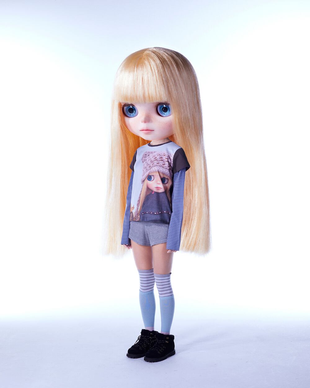 ☆[RESELL][COYSEIO] COYSEIO X BLYTHE STRIPE DOUBLE LONG SLEEVE ASH