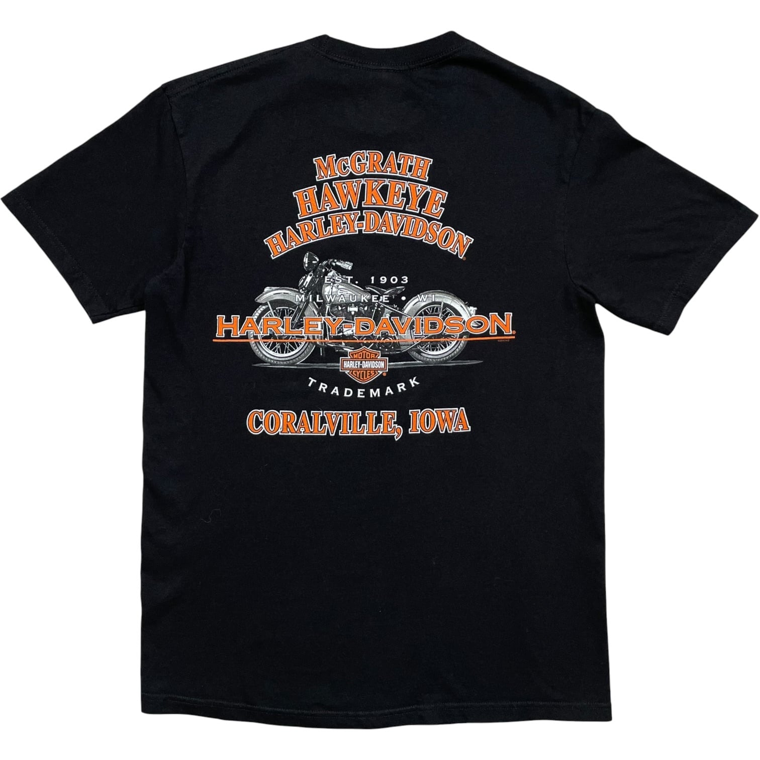 《M》Harley-Davidson ハーレーダビッドソン Tシャツ フロントロゴプリント バックバイクプリント ブラック no.10151