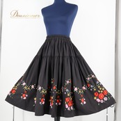 フォークダンス 衣装 スカート ブラック系 AURORA 刺繍 花柄 チロリアン カラフル 黒 赤 黄 緑 水色 ふんわり かわいい レトロ 華やか 鮮やか レッド系 ピンク系 イエロー系 ブルー系 パープル系 オレンジ系