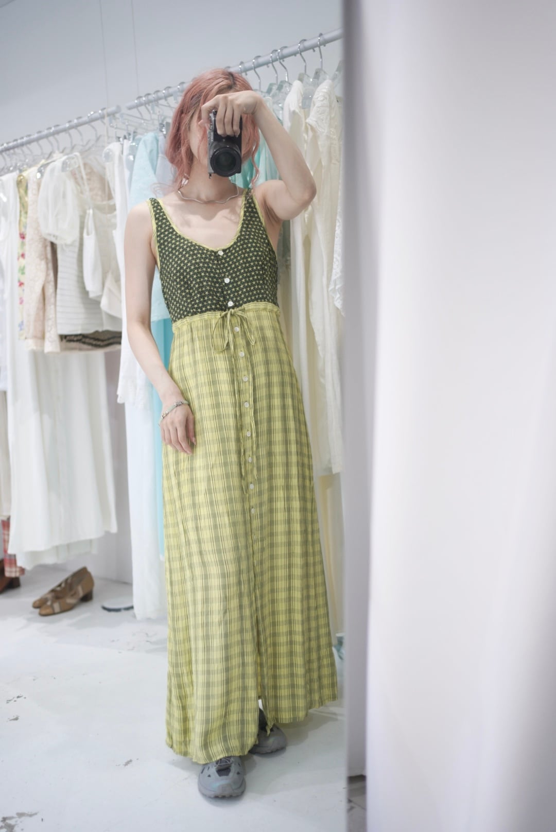 flower check dress