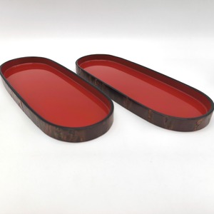 樺細工・桜皮・おしぼりトレー・漆器・2枚セット・No.250929-05・梱包サイズ60
