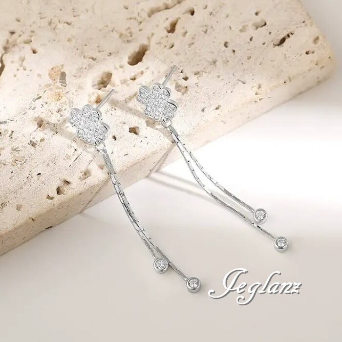 ドロップピアス スタッド式 ラインストーン 2連ライン デザイン (MA025)θ