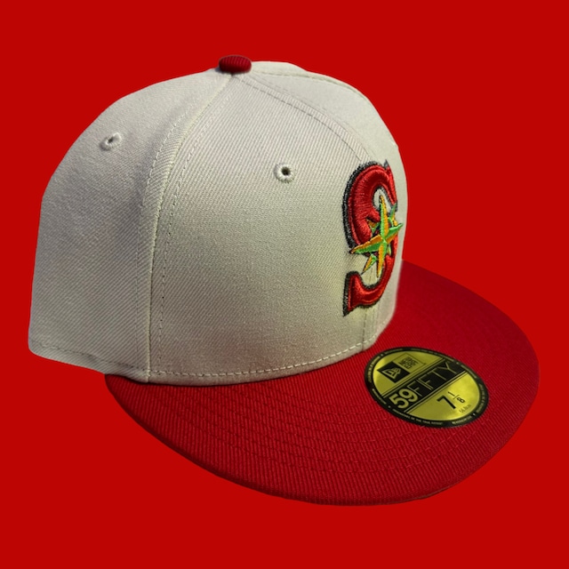 Seattle Mariners New Era 59Fifty Fitted / Cream,Red (Gray Brim)