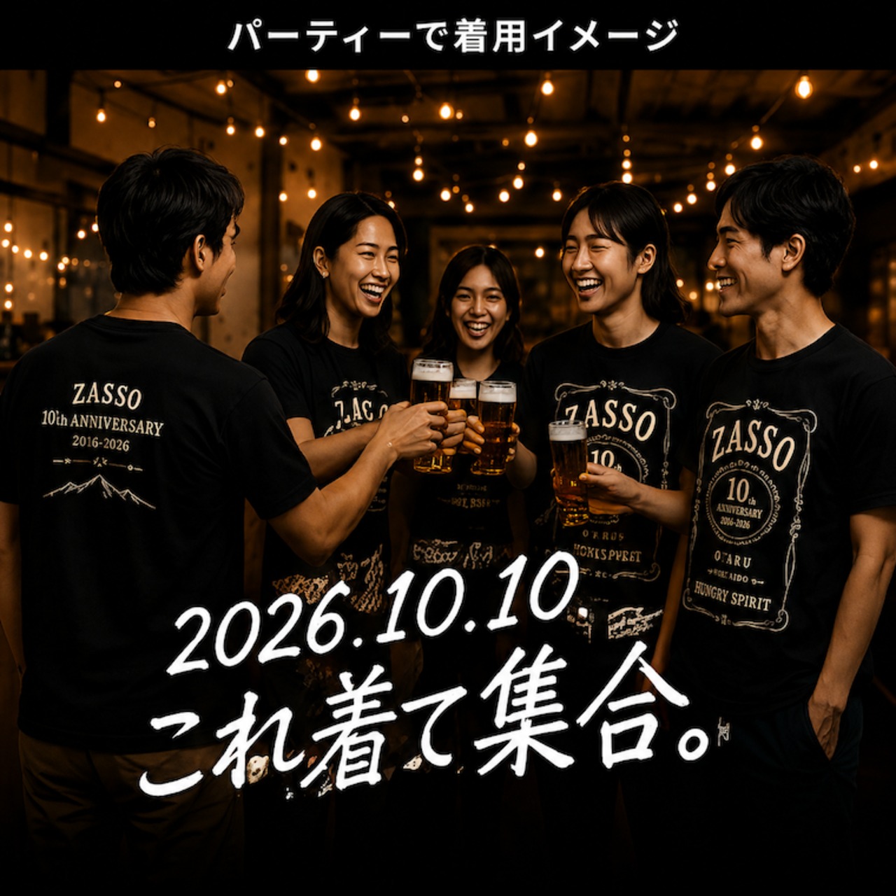 ZASSO 10周年記念 Tシャツ｜10th ANNIVERSARY 2016-2026｜ブラック S〜5XL