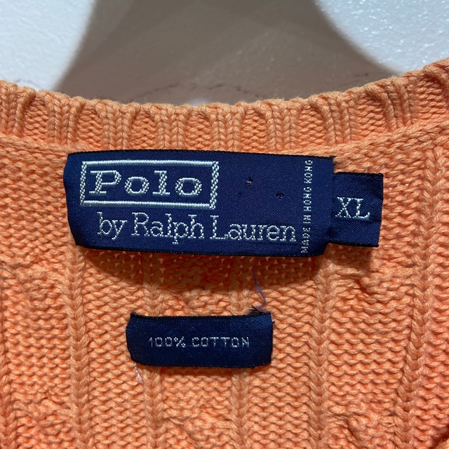 『送料無料』Ralph Lauren ポニーワンポイント　ケーブル編みコットンニットベスト