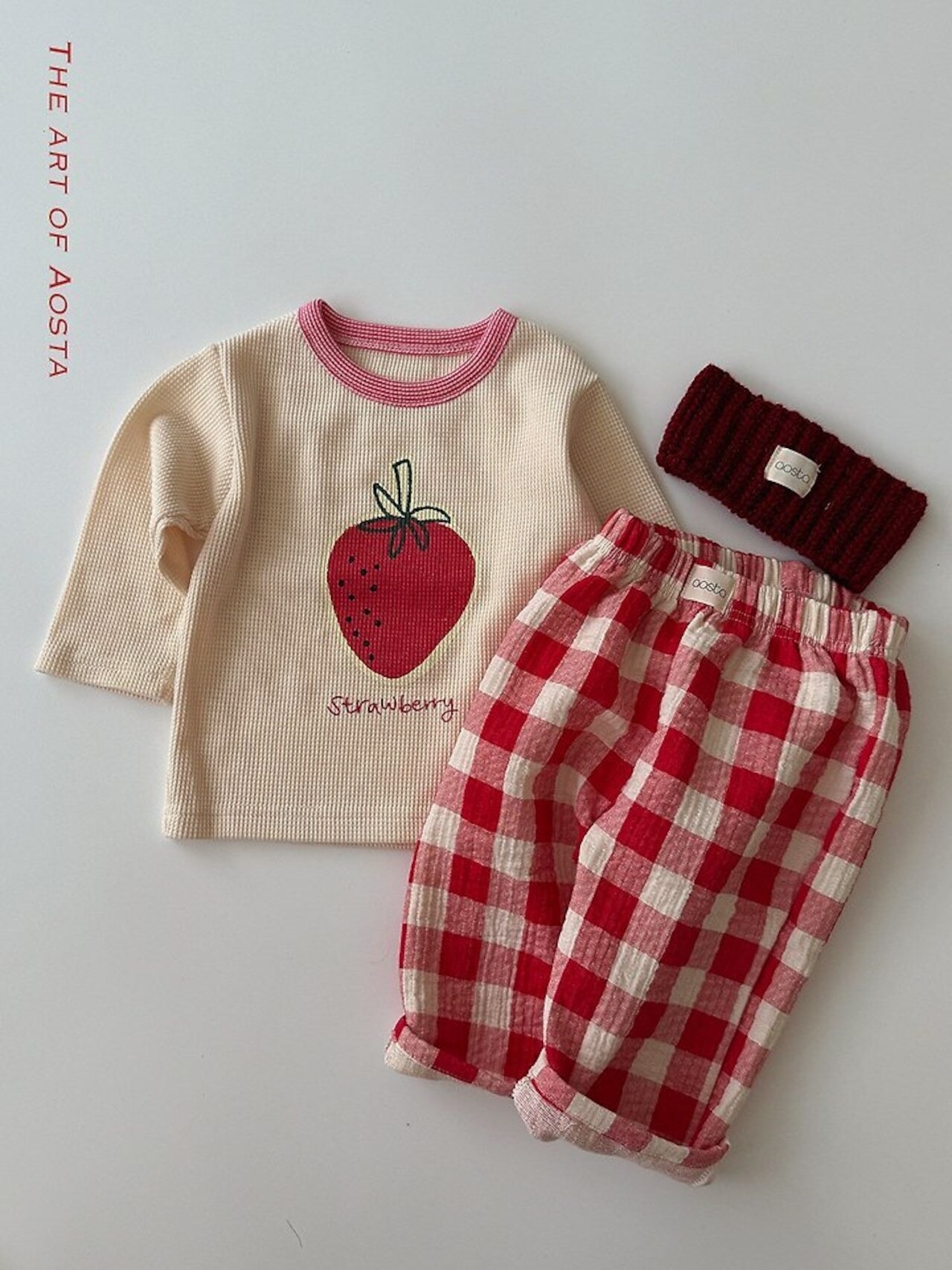 韓国子供服 / 26Autumn / Aosta / イチゴTシャツ / 秋服 *S~XXL*