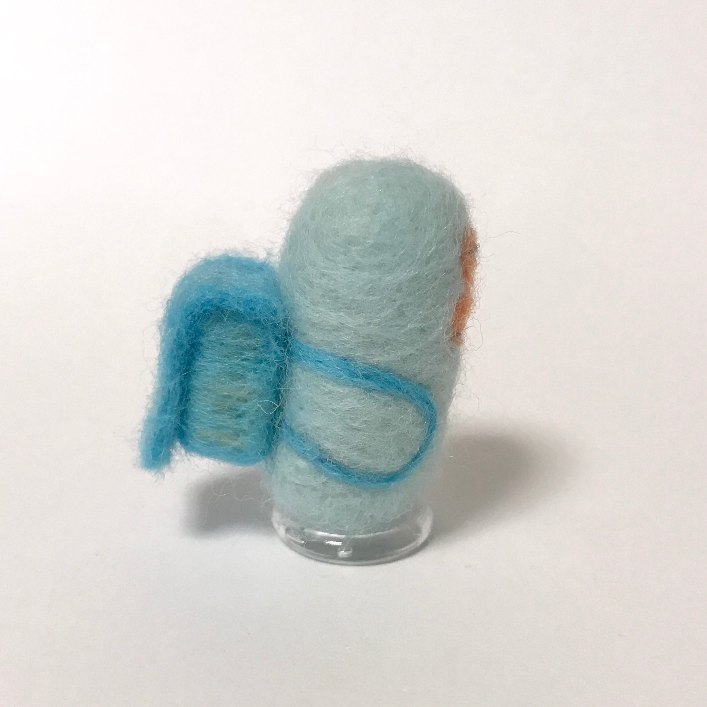 入学祝い！羊毛フェルトキーホルダー水色ランドセル＆水色1年生おサル