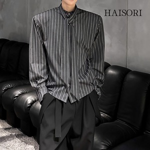 (NEW) Striped Shirt with Scarf Collar