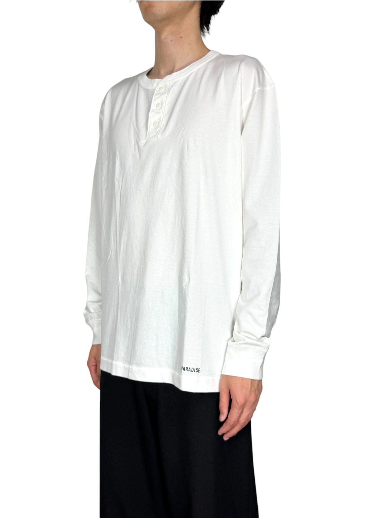 【WACKO MARIA】HEALTHKNIT / HENLEY NECK LONG SLEEVE T-SHIRT
