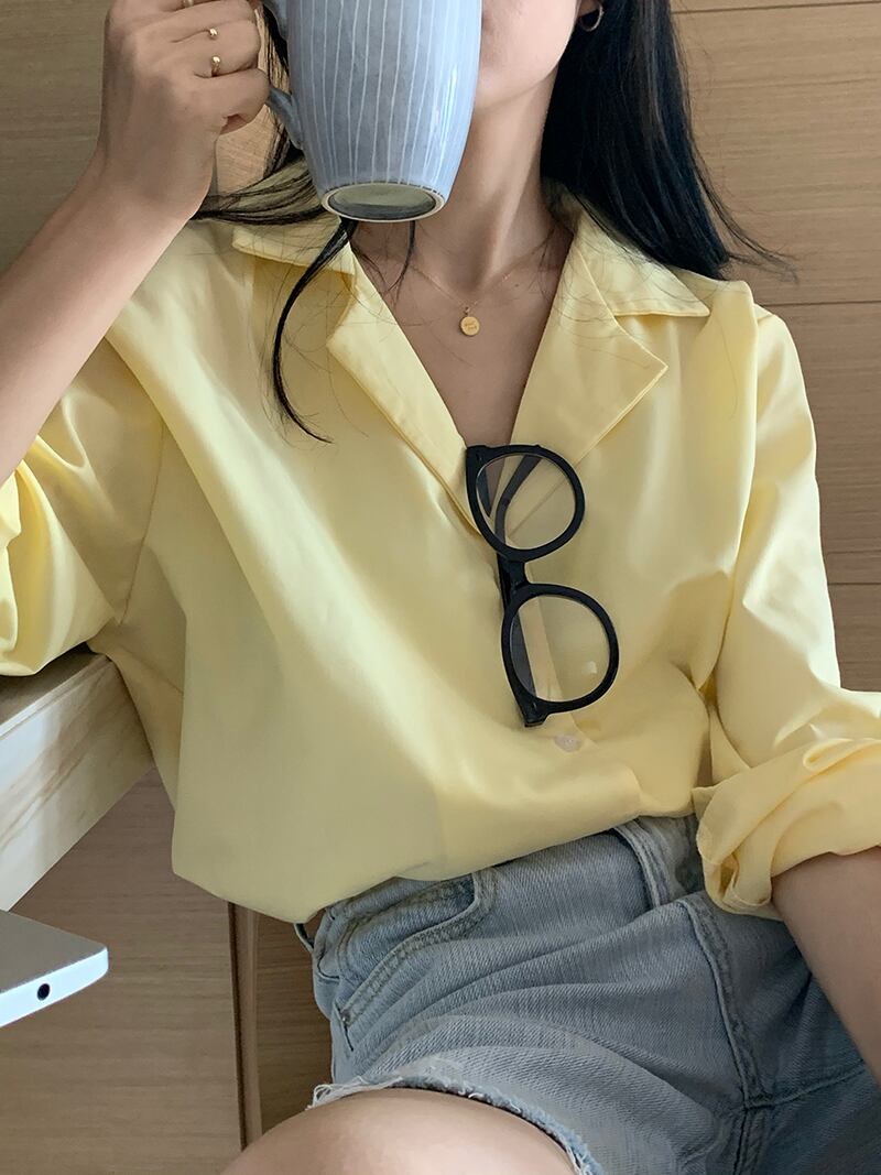 イエローシャツ ジャケット オータム薄手 ロング 秋物 モンロー39507676021