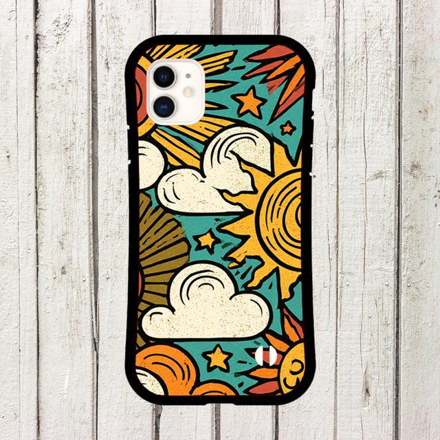 iPhoneケース サイケデリック 太陽と星｜60s 70s ヴィンテージ風 RETRO014