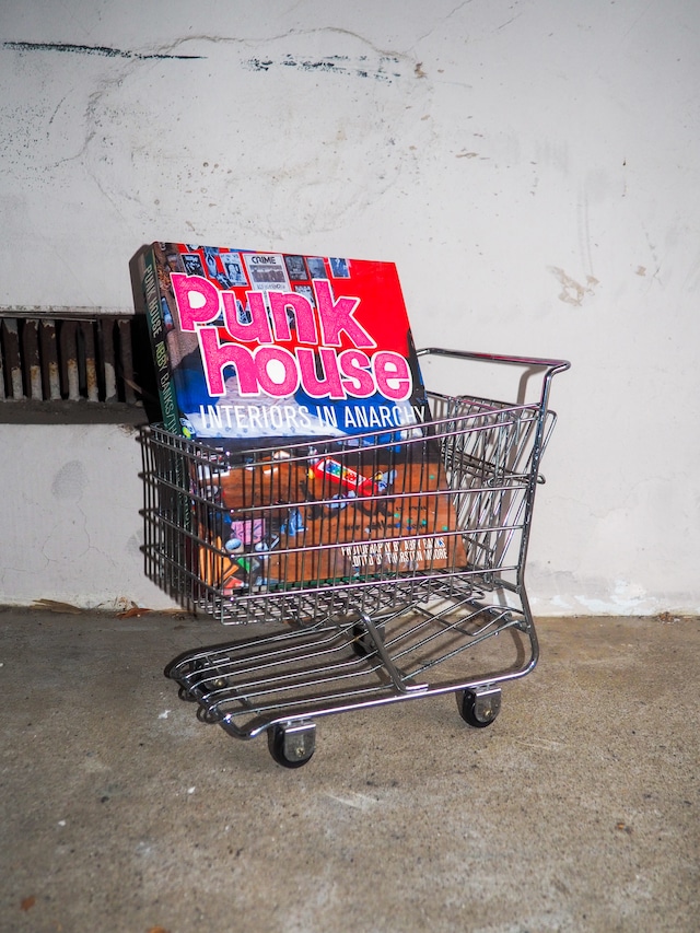 steel shopping cart with rolling wheels