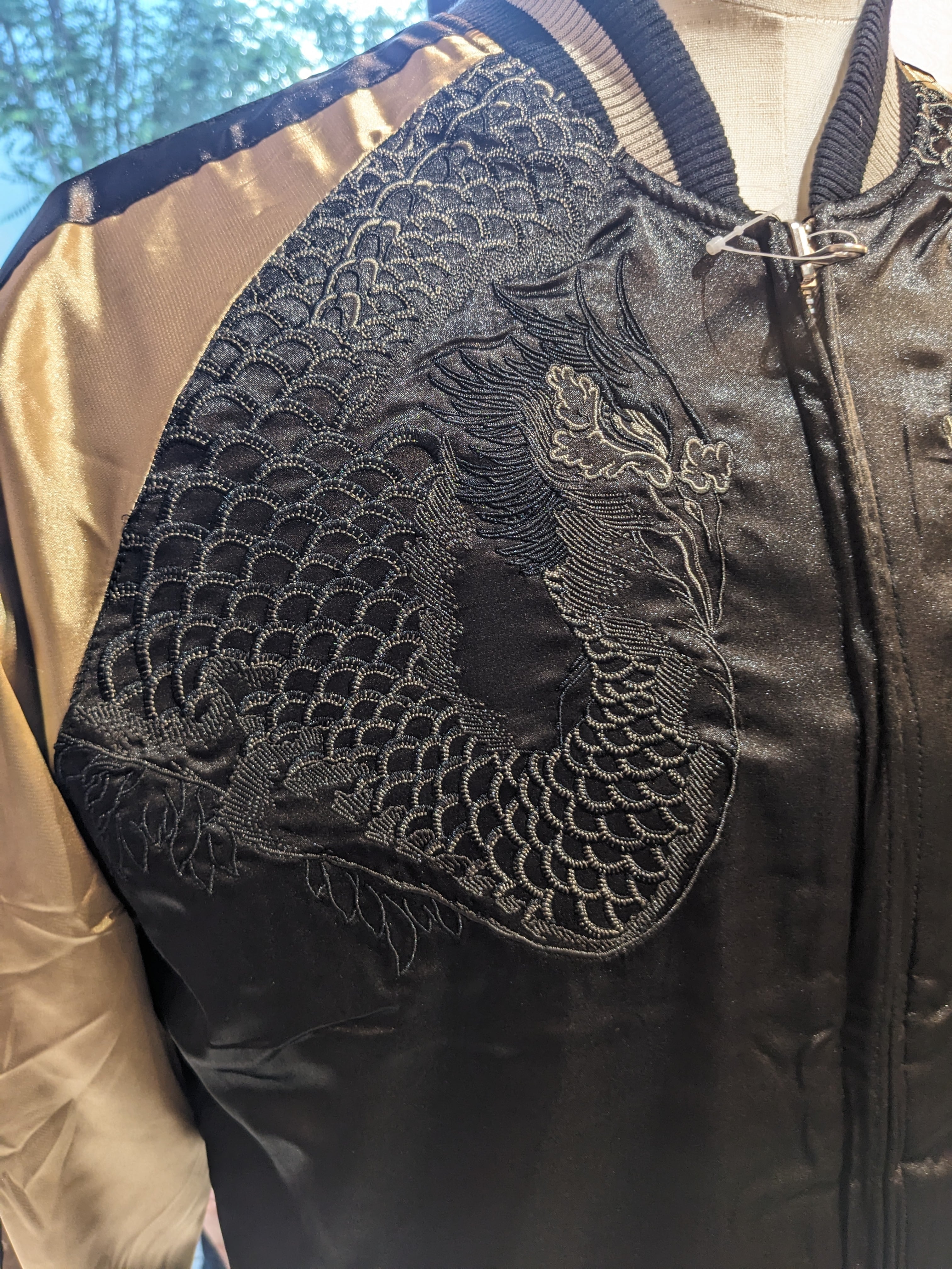 炎龍 ＆ 黒鳳凰 刺繍 リバ－シブルスカジャン JSKJ-517 Japanesque