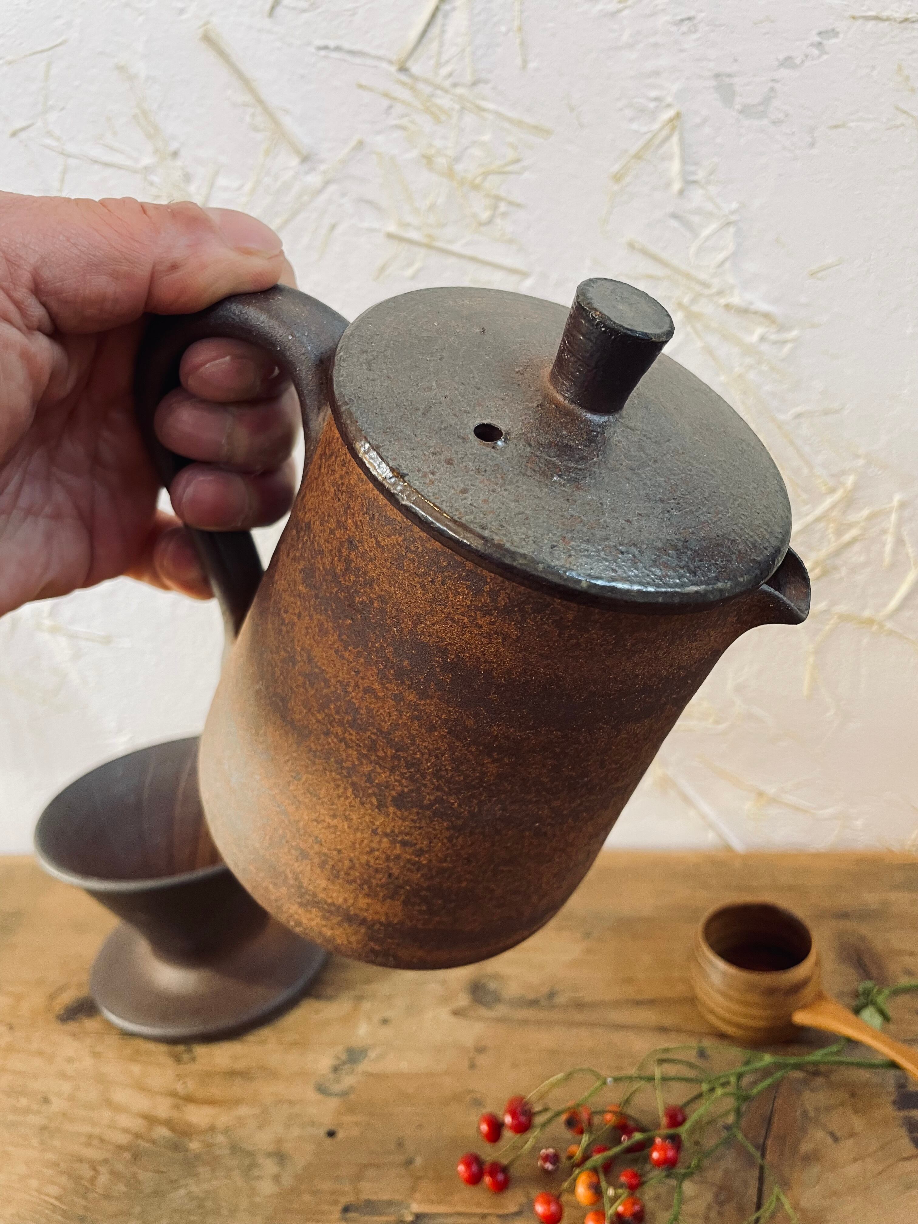 陶器製ドリップスタンドとポットセット 小石原焼 陶器製ドリップ