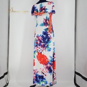 フラダンス 衣装 ワンピース ドレス ホワイト系 フラワープリント 花柄 バラ フラワープリント ハワイアンプリント タヒチアン レッスン 練習 3way かわいい おしゃれ 上品 大人っぽい 華やか レッド系 ブルー系 グリーン系 白 赤 青 緑 フルレングス スリーブレス ロングドレス ドレッシー リゾート ワンピースドレス クラシック 着回し