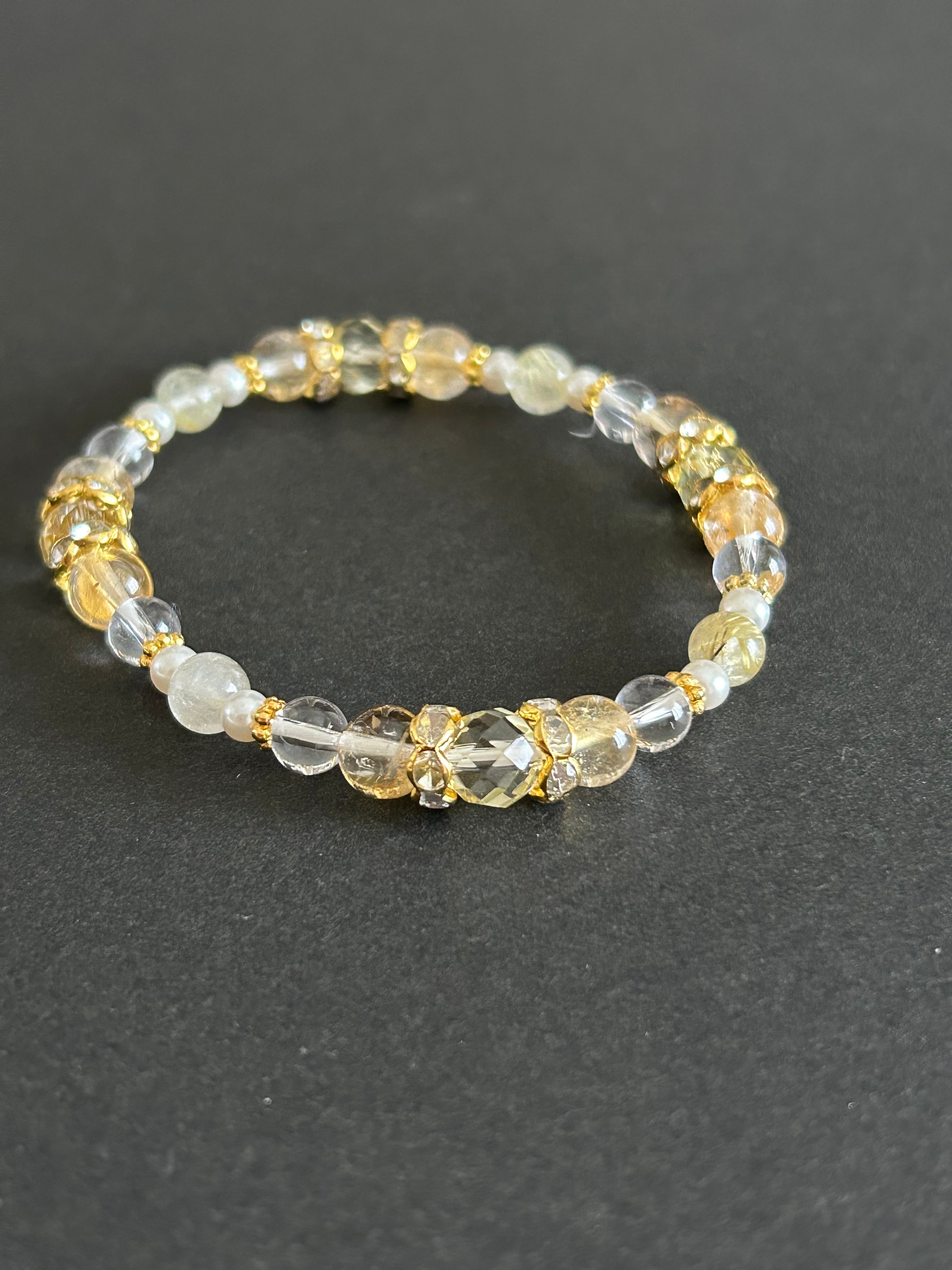 金運重視！ルチル、シトリンブレス内径17.5cm | 天然石•パワーストーン