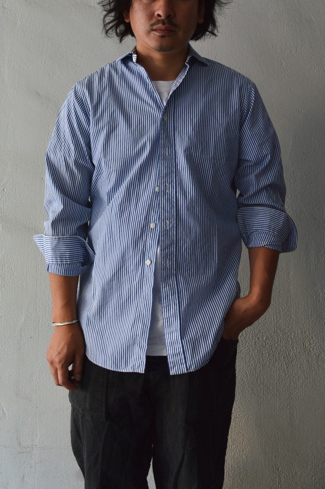 Polo Ralph Lauren 90's ESTATE Cotton Broad Stripe Shirt Nn Pony White×Blue ポロラルフローレン 90s シャツ ストライプ ポニーなし