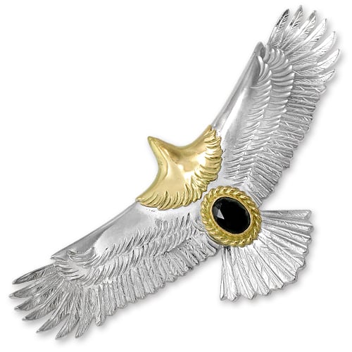 【鷲見太郎 Pendant ペンダント】イーグルペンダント/K18イエローゴールドヘッド/eg-03 w/ブラックオニキスK18カップ/オーバル6×8【送料無料】