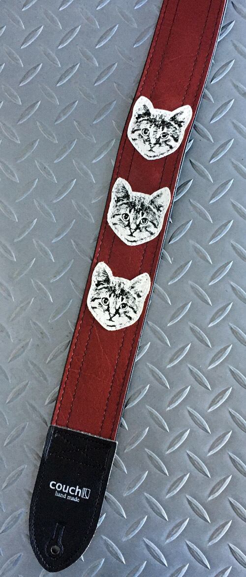 Couch Guitar Strap カスタム・ニャン・ニャン・ニャン・DARK RED / WHITE PSYCHEDERHYTHM