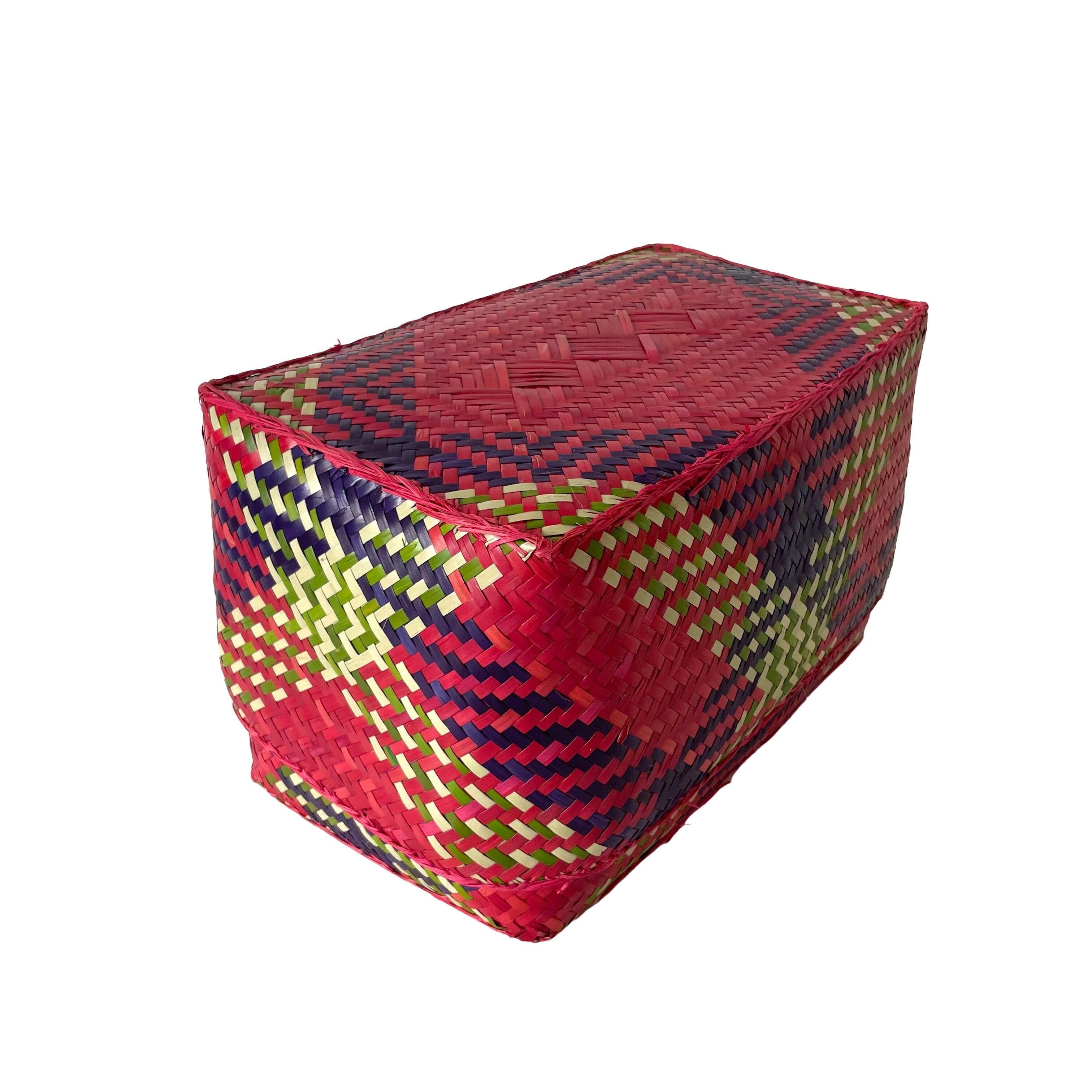 Rectangular colourful basket M w27cm×15cm×h15cm四角カラフル蓋付き