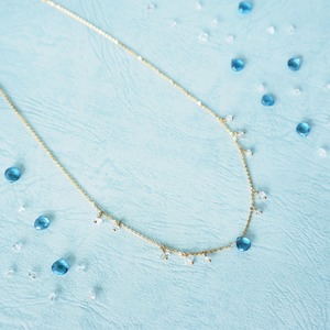 K10 深海の欠片 / Tuesday - Blue topaz necklace [ 7days series ]　天然石　お守り　ブルートパーズ　ハーキマーダイヤモンド　華奢　ネックレス