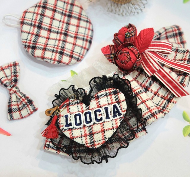 受注制作 【Loocia】 Merry berry check Cape / ペット服 犬服 猫服
