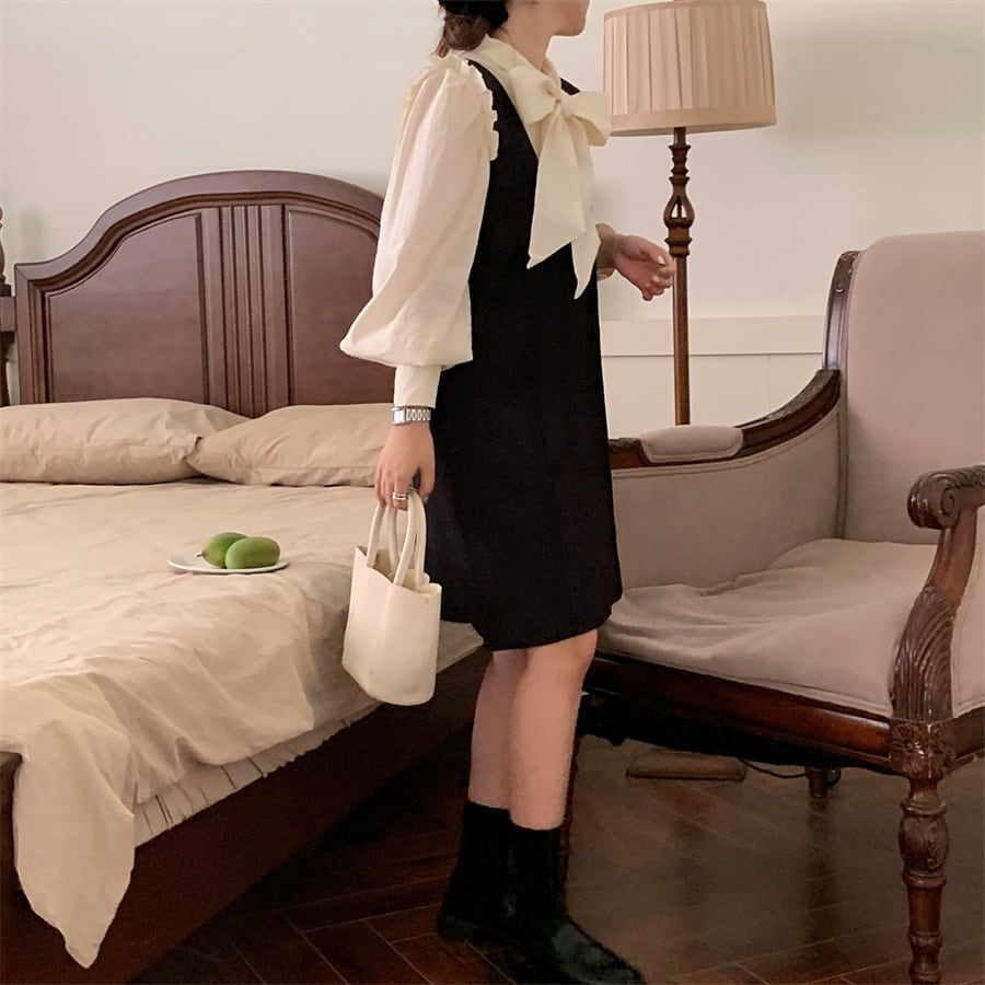 メール便】リボンブラウスセットワンピース/tops1804 | DAY CLOSET