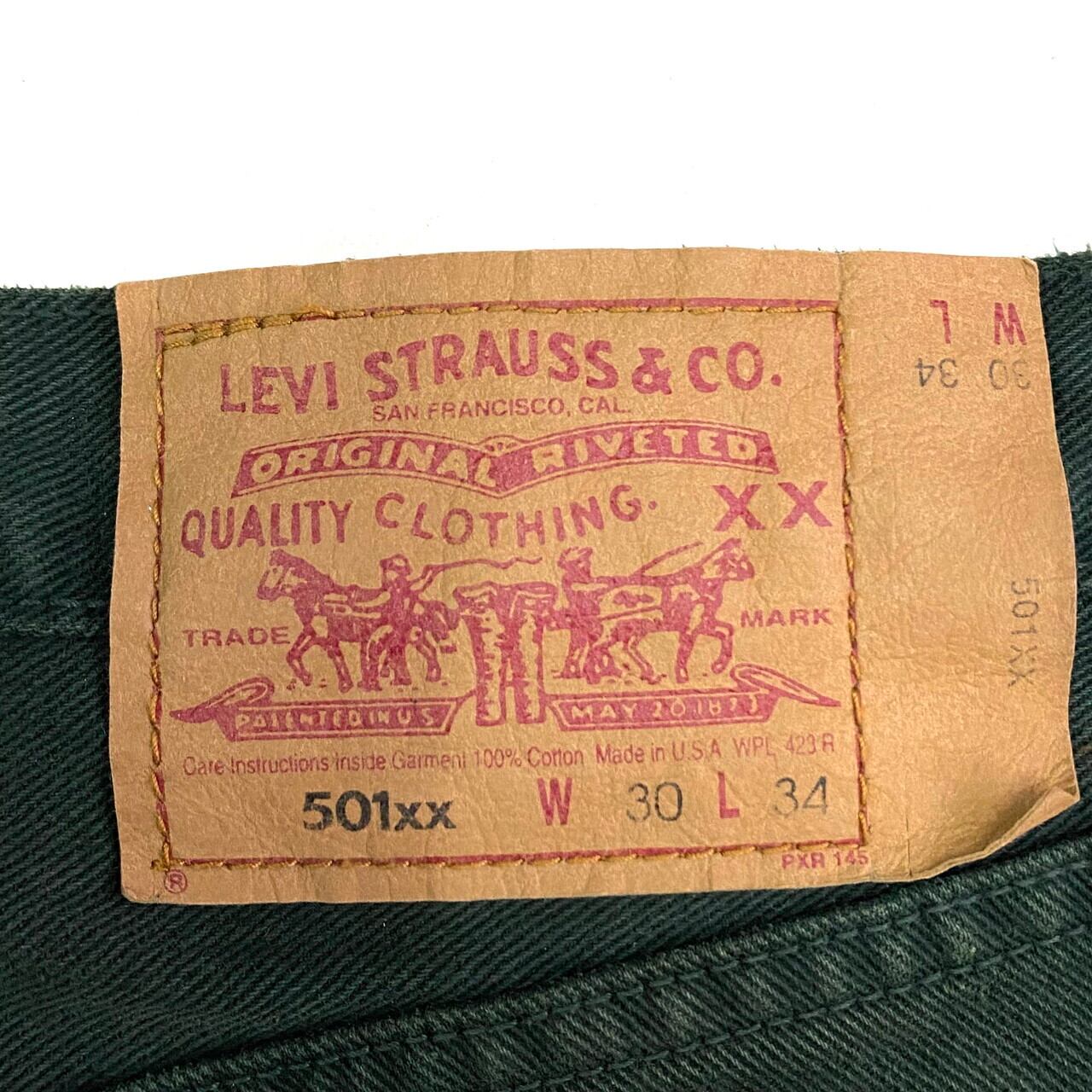 90年代 USA製 Levi's リーバイス 後染めグリーン 501 ストレート