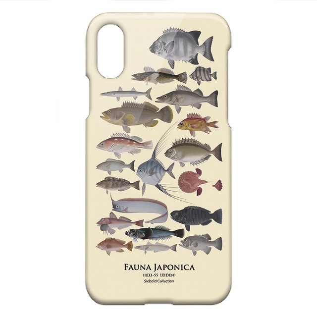【iPhone X、iPhone XS 魚群・海水魚その１ ベージュ】  スマホケース