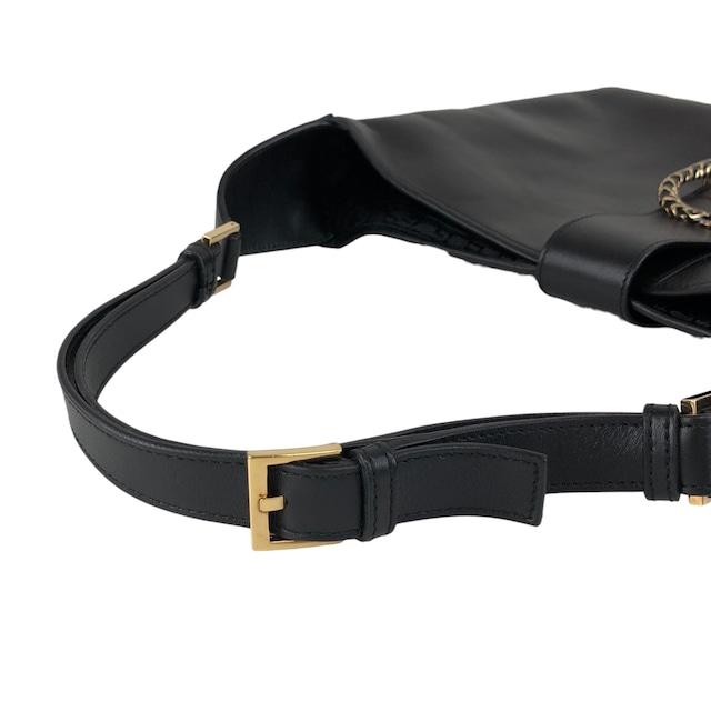 GUCCI グッチ デュオ二ソス ショルダーバッグ ブラック スネーク レザー ホーボーバッグ vintage ヴィンテージ オールド m3bh55