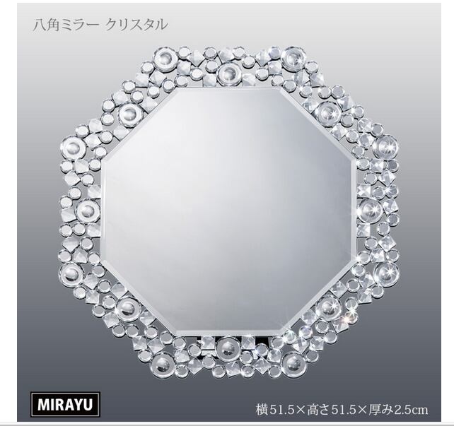 鏡 ミラー ウォールジュエルミラー 卓上 壁掛け crystal MIRAYU 八角