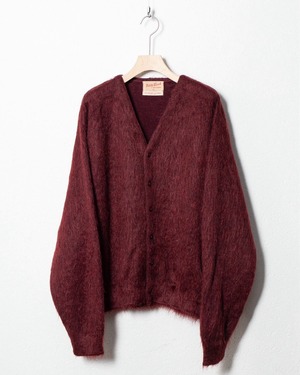 vintage shaggy mohair × wool knitted cardigan / COLOR:RED