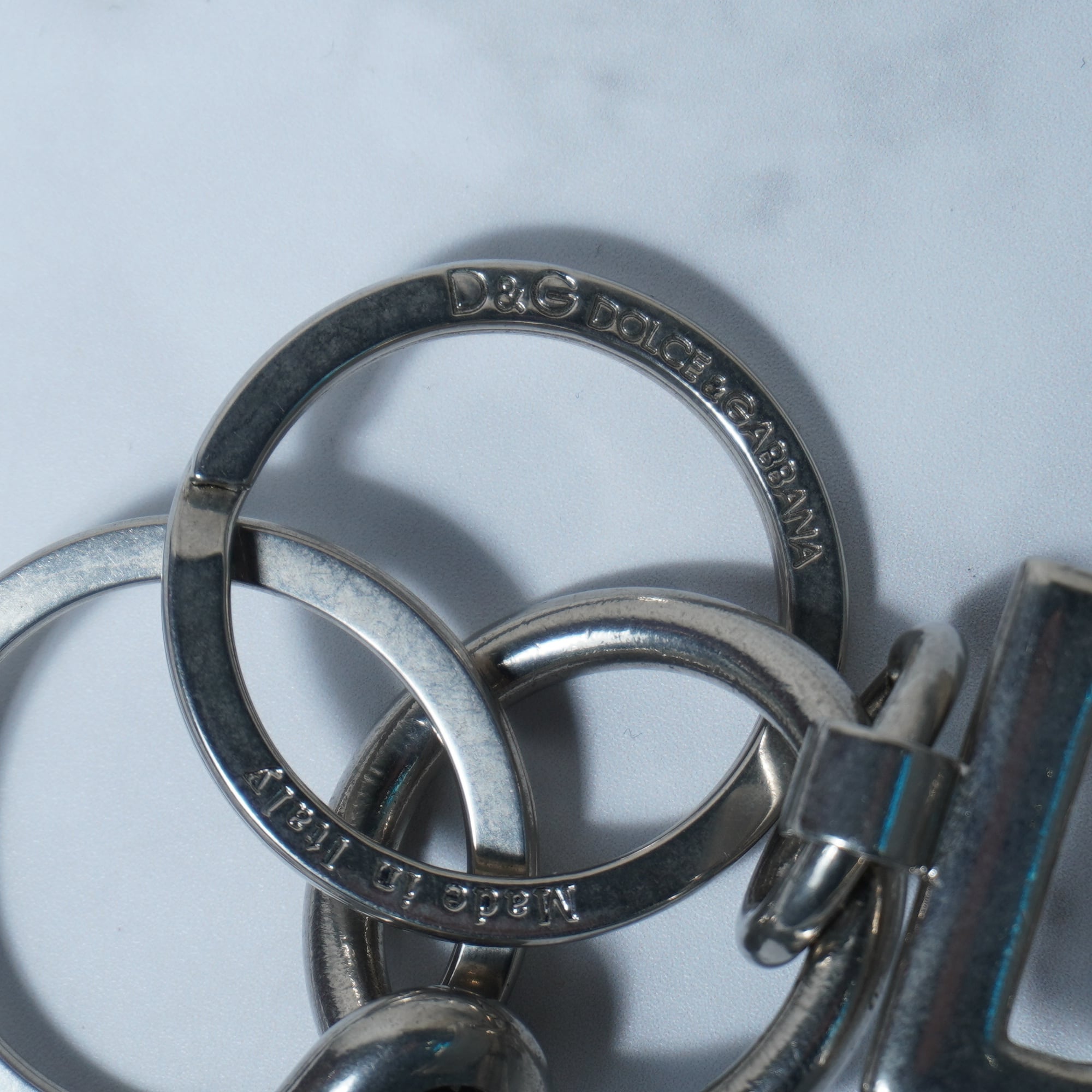 DOLCE＆GABBANA】ドルチェ＆ガッバーナ D&Gロゴキーホルダー silver