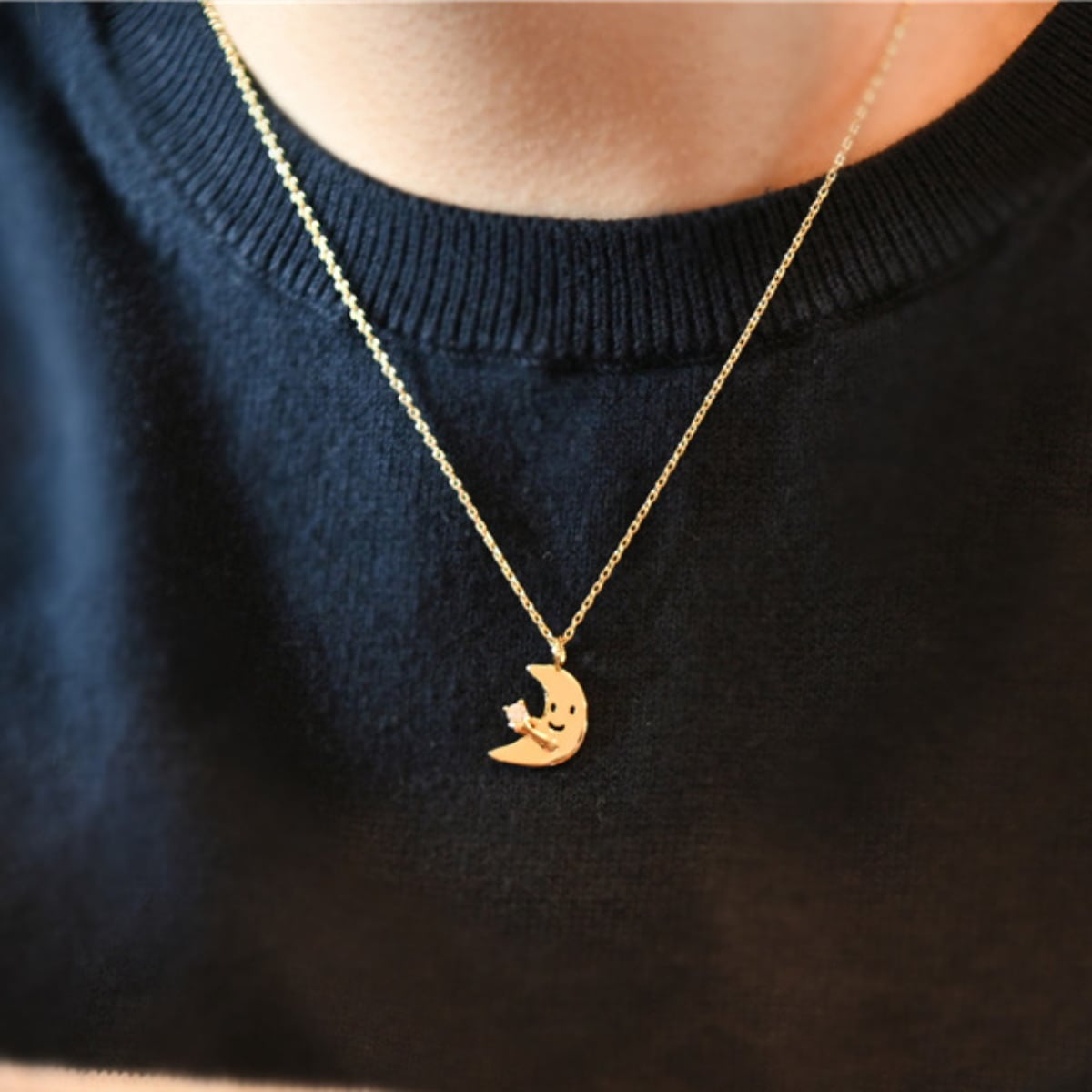 お月さまときらきらスター ネックレス A | Kuroneko Kazari