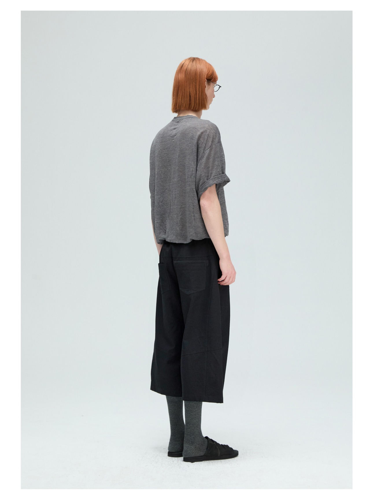 DECESOLO 26SS ストレッチ 7分丈 ワイドストレートパンツ