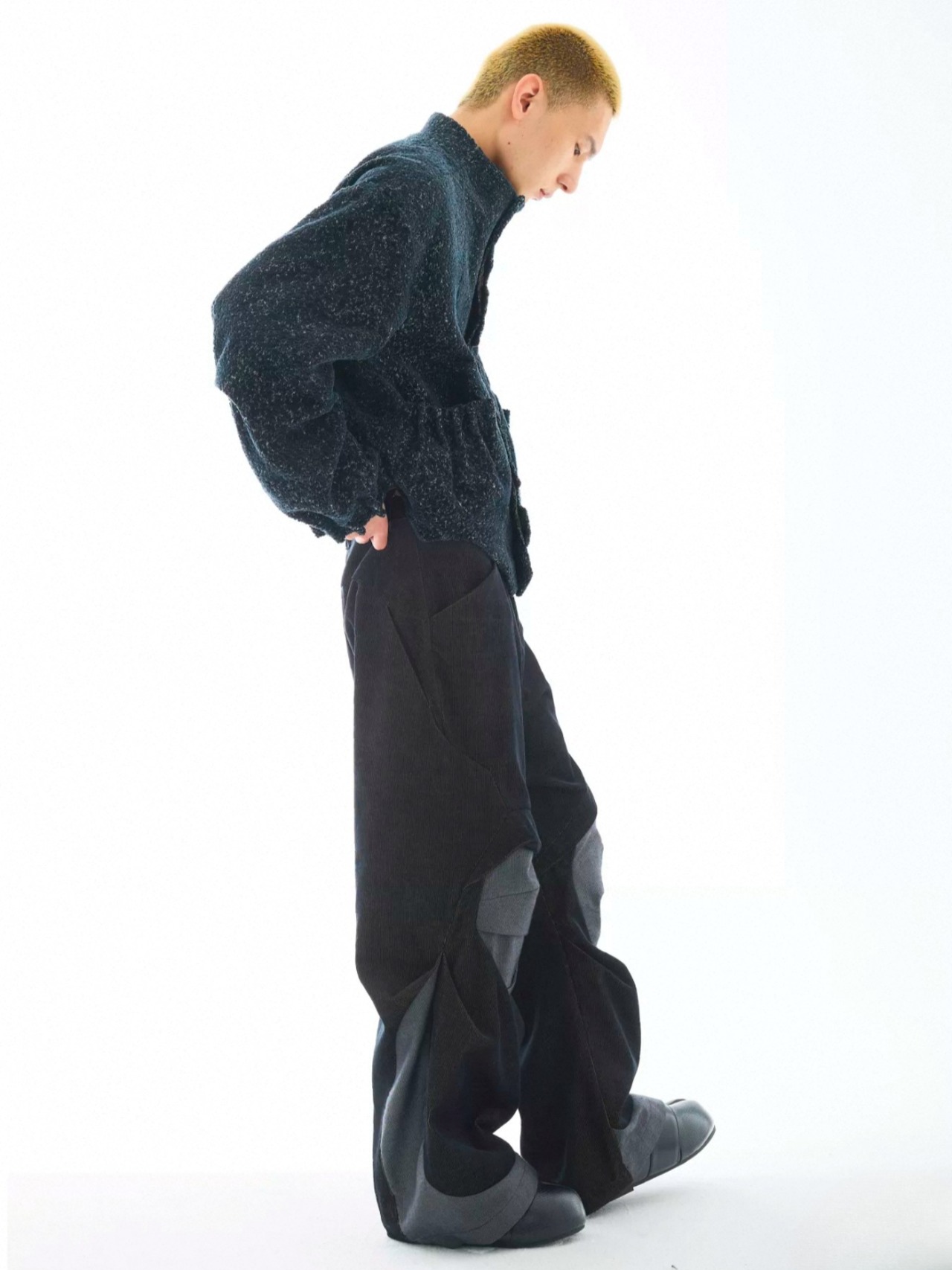 54A0 Boxy Pleated Jacquard Jacket