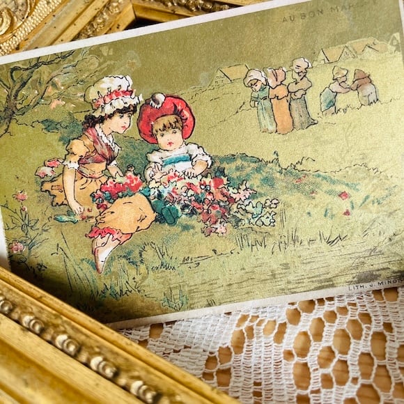 フランスアンティーク　クロモカードCHOCOLAT MASSON 4枚セット フランスアンティーク クロモカードCHOCOLAT MASSON 4枚セット