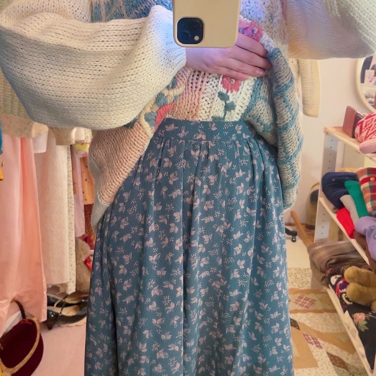 mini leaf green gather skirt