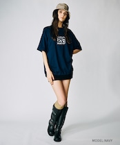 Dog & LOVERS プリントルーズTシャツ (NAVY) CQ-49012