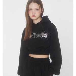 [ROCKCAKE] Sequin Crop Hood - Black 正規品 韓国ブランド 韓国通販 韓国代行 韓国ファッション トレーナー