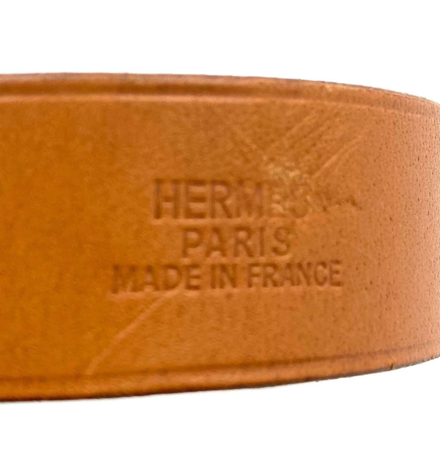 HERMES エルメス　レザーバングル ブラウン 刻印　⬜︎F マルジェラ期 □マルジェラ期□HERMES エルメス レザーブレスレット バングル